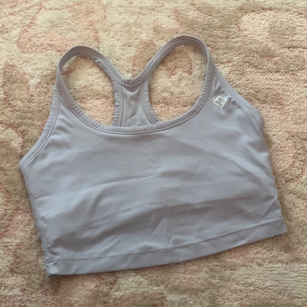 racerback tank cropped blue built in bra no pads
